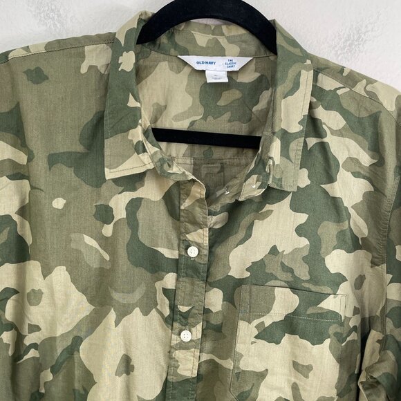 Old Navy Womens XL Classic Shirt Camouflage Button Up Blouse Cotton Long Sleeve - Picture 8 of 9